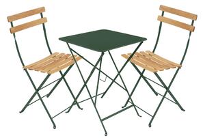 Fermob - Bistro matgrupp bord 57cm & 2 trä stolar cedar green - Matgrupper utomhus
