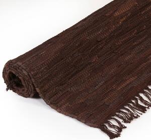 Handvävd matta Chindi läder 120x170 cm brun