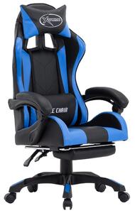 Gamingstol med fotstöd blå och svart konstläder