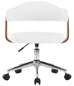 Snurrbar kontorsstol böjträ och konstläder vit