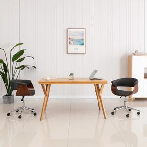 Snurrbar kontorsstol grå böjträ och tyg
