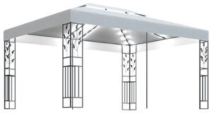 Paviljong med dubbeltak och ljusslinga LED 3x4 m vit