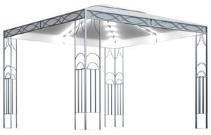 Paviljong med ljusslinga LED 300x300 cm gräddvit