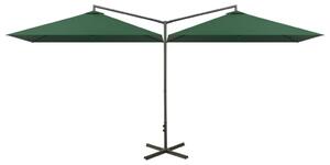 Dubbelt parasoll med stålstång grön 600x300 cm