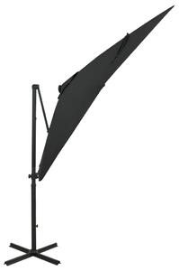 Frihängande parasoll med stång och LED svart 250 cm