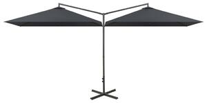 Dubbelt parasoll med stålstång antracit 600x300 cm