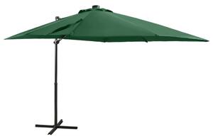 Frihängande parasoll med stång och LED grön 250 cm