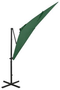 Frihängande parasoll med stång och LED grön 250 cm