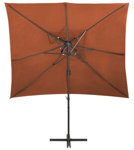 Frihängande parasoll med ventilation terrakotta 250x250 cm