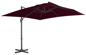 Frihängande parasoll med aluminiumstång vinröd 300x300 cm