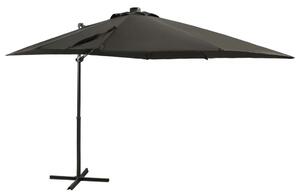 Frihängande parasoll med stång och LED antracit 250 cm