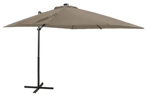 Frihängande parasoll med stång och LED taupe 250 cm