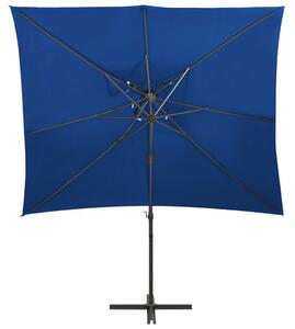 Frihängande parasoll med ventilation azurblå 250x250 cm