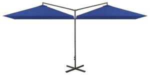 Dubbelt parasoll med stålstång azurblå 600x300 cm