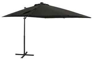 Frihängande parasoll med stång och LED svart 250 cm