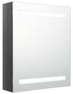 Spegelskåp med LED blank grå 50x14x60 cm
