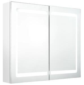Spegelskåp med LED blank vit 80x12x68 cm