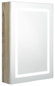 Spegelskåp med LED vit och ek 50x13x70 cm