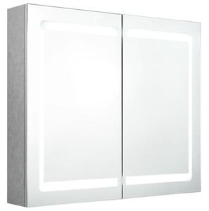 Spegelskåp med LED betonggrå 80x12x68 cm