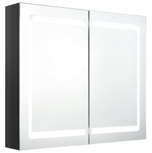 Spegelskåp med LED blank svart 80x12x68 cm