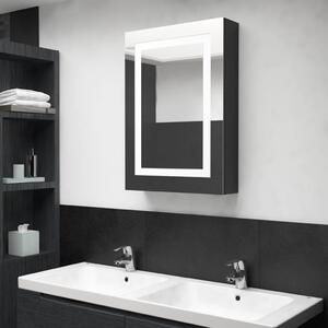 Spegelskåp med LED blank svart 50x13x70 cm