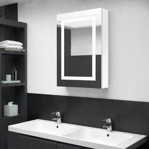 Spegelskåp med LED blank vit 50x13x70 cm