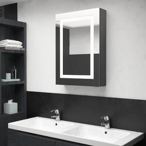 Spegelskåp med LED grå 50x13x70 cm