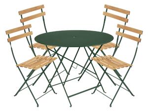 Fermob - Bistro matgrupp Ø96cm & 4 trä stolar cedar green - Matgrupper utomhus