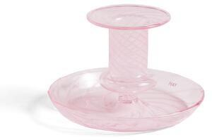 HAY - Flare Stripe Candleholder S Pink / White - Ljusstakar - Rosa
