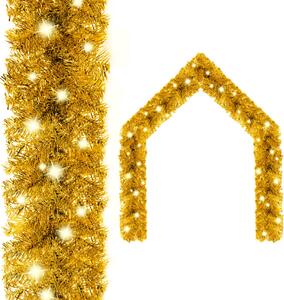 Julgirlang med LED-lampor 5 m guld