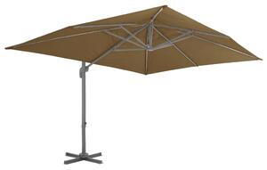 Frihängande parasoll med aluminiumstång taupe 400x300 cm
