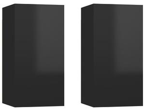 TV-skåp 2 st svart högglans 30,5x30x60 cm spånskiva