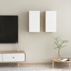 TV-skåp 2 st vit och sonoma-ek 30,5x30x60 cm konstruerat trä