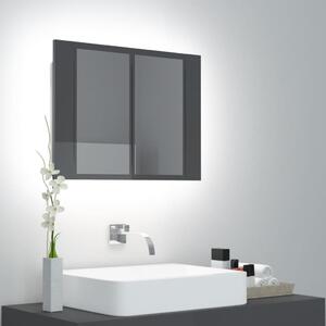 Spegelskåp för badrum LED grå högglans 60x12x45 cm