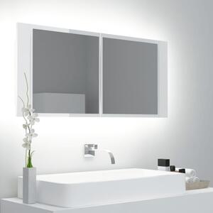 Spegelskåp för badrum LED vit högglans 100x12x45cm