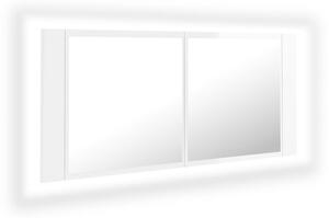 Spegelskåp för badrum LED vit högglans 100x12x45cm