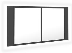 Spegelskåp med LED svart 90x12x45 cm