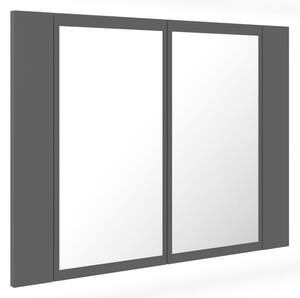 Spegelskåp med LED grå 60x12x45 cm