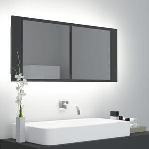 Spegelskåp med LED grå 100x12x45 cm