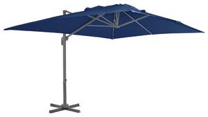 Frihängande parasoll med aluminiumstång 4x3 m azurblå