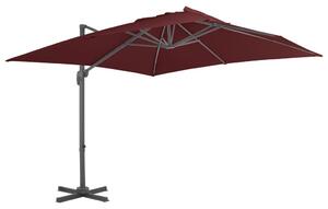 Frihängande parasoll med aluminiumstång vinröd 400x300 cm