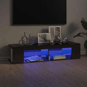 TV-bänk med LED-belysning grå högglans 135x39x30 cm