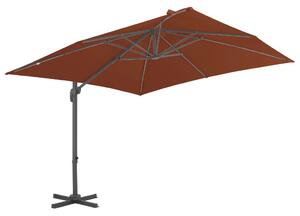 Frihängande parasoll med aluminiumstång terrakotta 400x300 cm