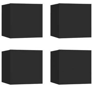 Väggmonterade tv-skåp 4 st svart 30,5x30x30 cm