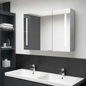 Spegelskåp med LED betonggrå 89x14x62 cm