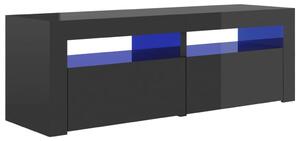 TV-bänk med LED-belysning grå högglans 120x35x40 cm