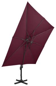 Frihängande parasoll med ventilation 300x300 cm vinröd