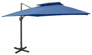 Frihängande parasoll med ventilation 300x300 cm azurblå