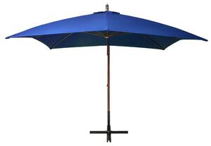 Hängande parasoll med stång azurblå 3x3 m massivt granträ