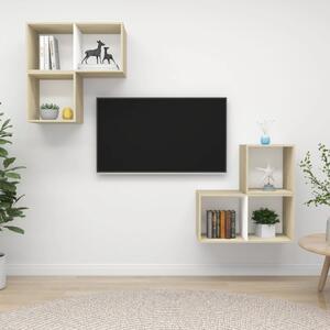 TV-skåp 4 st vit och sonoma-ek konstruerat trä